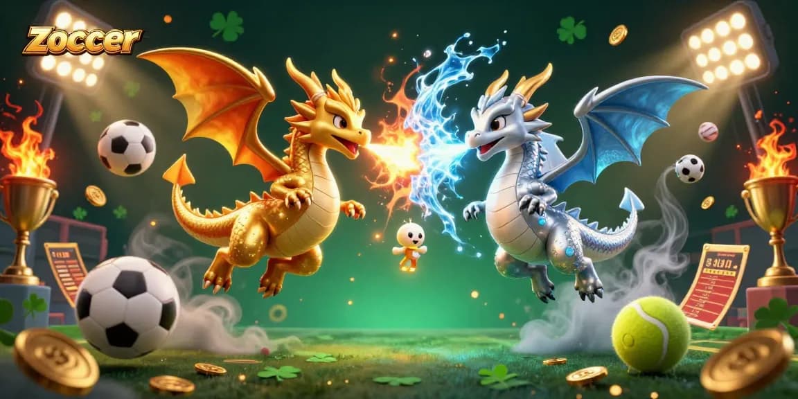 Zoccer captures the thrill of sports betting with vibrant 3D dragons and dynamic game elements.