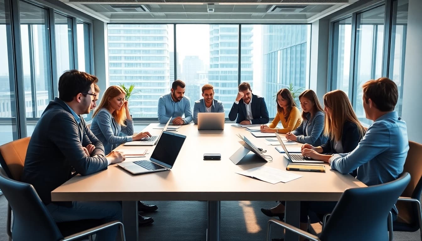 Headhunter Ingenieure discussing applications in a modern office environment.