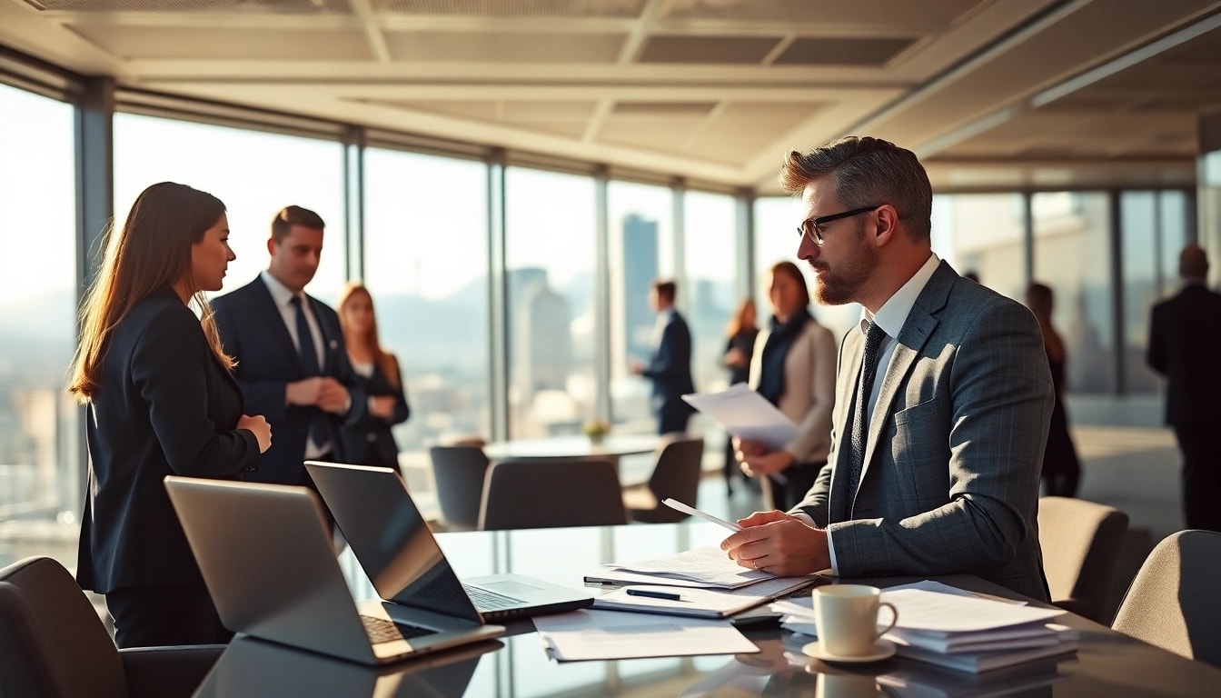 Headhunter Schweiz vermittelt Talente in einem modernen Büro mit lebendiger Atmosphäre.