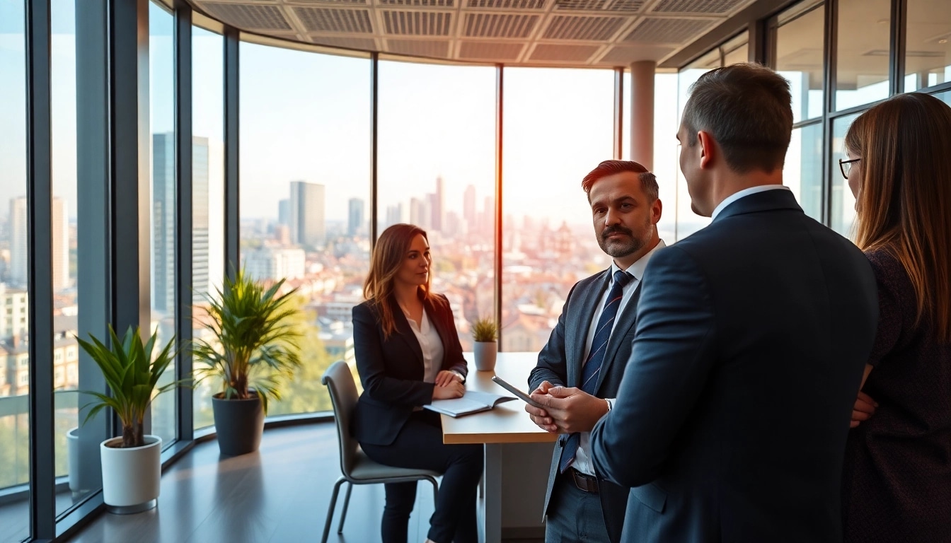 Immobilienmakler Frankfurt Dornbusch zeigt professionellen Service in modernem Büro.