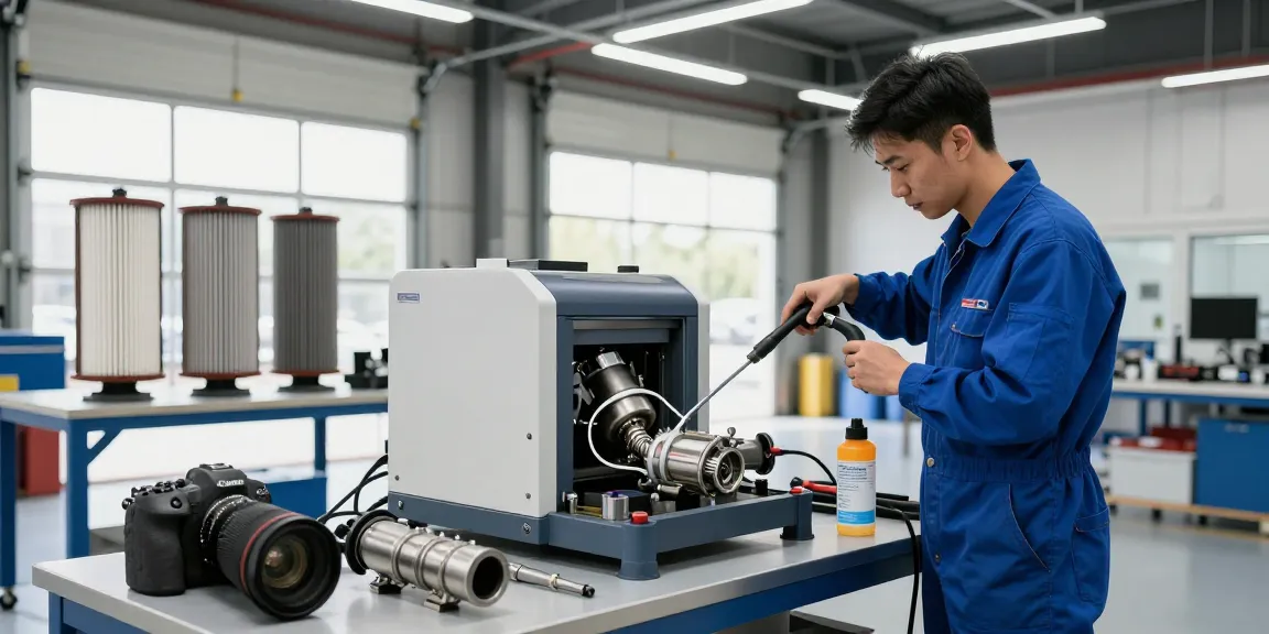 DPF Reinigung Laatzen in professioneller Werkstatt mit technischer Ausrüstung und einem Techniker bei der Arbeit.