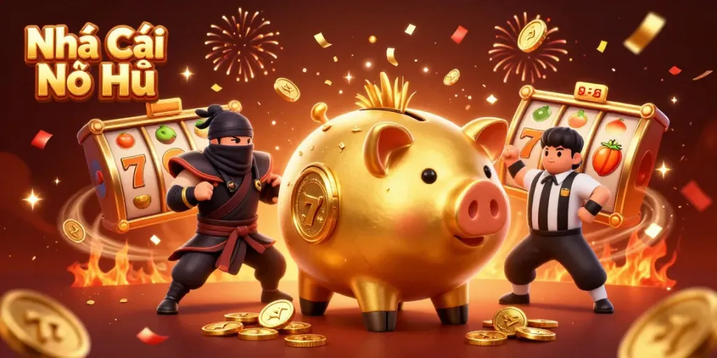 Experience thrilling action at Nhà Cái Nổ Hũ with explosive slot gameplay surrounded by vibrant elements.