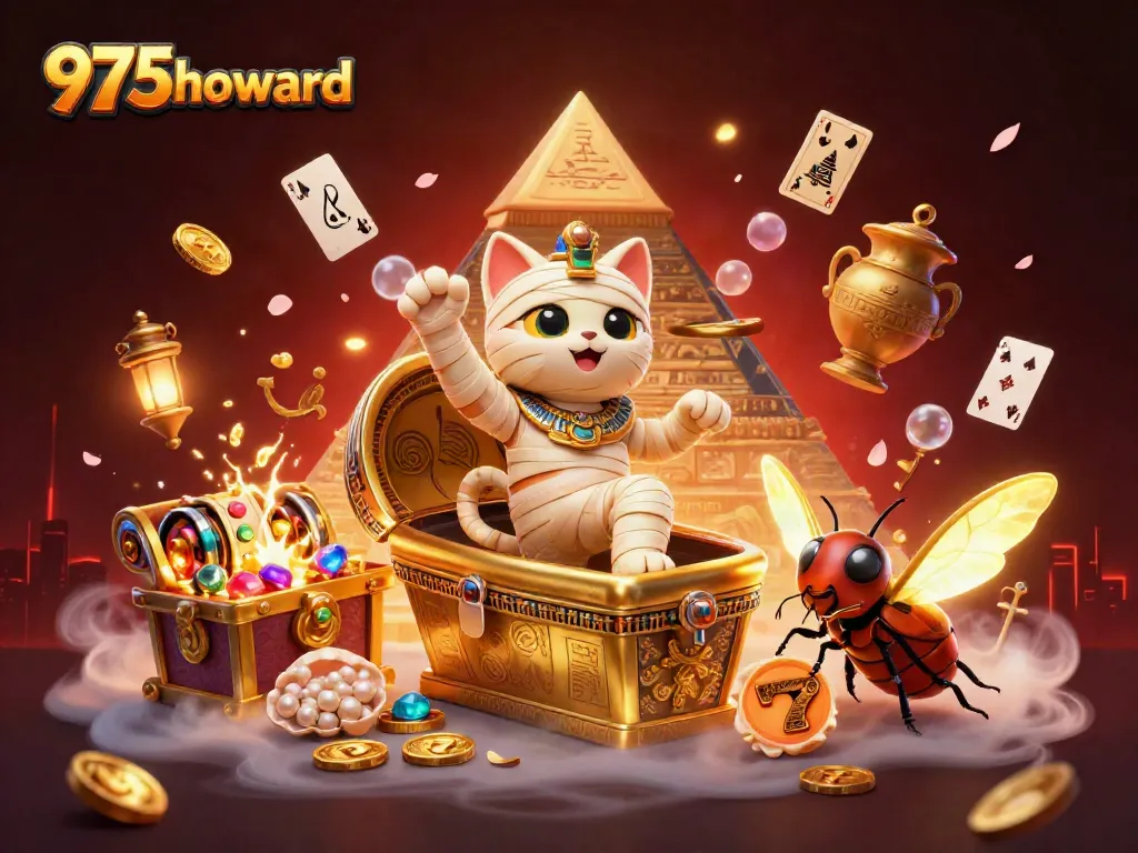 Experience thrilling gameplay with 975howard's vibrant casino illustration featuring an Egyptian theme.