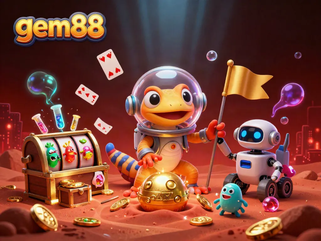 Engage in the thrilling world of gem88, where Martian gecko adventurers uncover a casino treasure!
