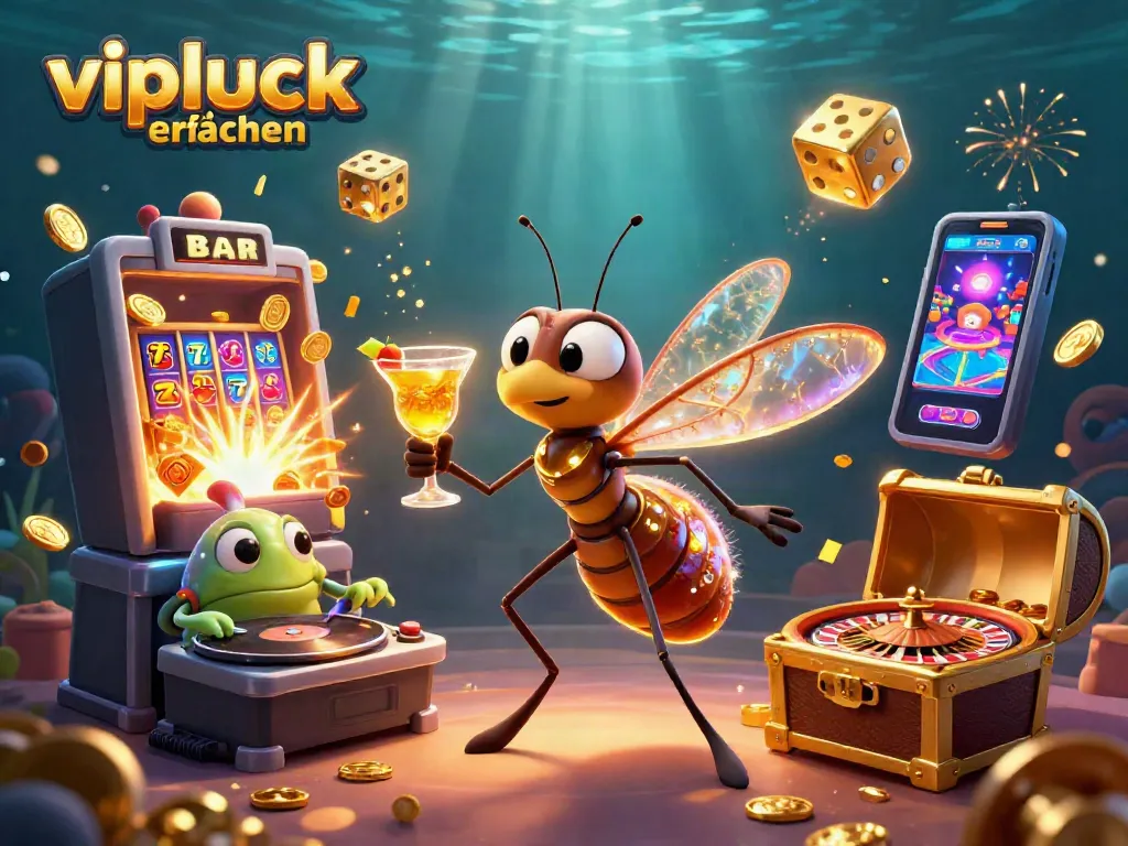 Engage with thrilling vipluck erfahrungen at this vibrant casino scene featuring colorful elements and characters.