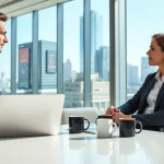 Headhunter Schweiz berät einen Kandidaten in einem modernen Büro über Karrieremöglichkeiten.