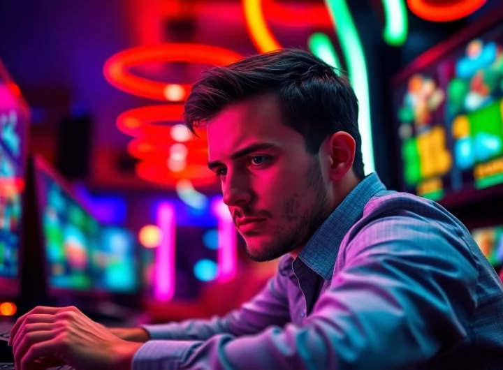 A magyar online kaszinó izgalmas élményét átélő játékos koncentrációja.