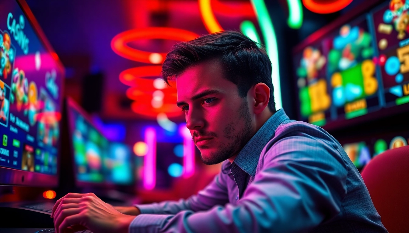 A magyar online kaszinó izgalmas élményét átélő játékos koncentrációja.