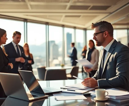Headhunter Schweiz vermittelt Talente in einem modernen Büro mit lebendiger Atmosphäre.