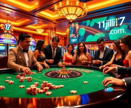 Players placing bets at a luxurious casino table, emphasizing the excitement of 11jili7 com gambling experiences.